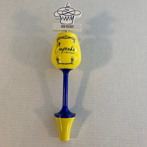 Cupcake Vineyards Wine Glass Tap Handle Yellow Red Velvet Cake Beer Keg She Shed - Picture 5 of 11